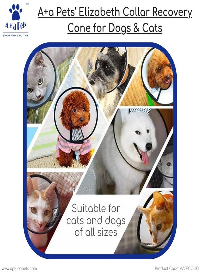A+a Pets طوق إليزابيث من إيه+إيه للحيوانات الأليفة - مخروط سريع الشفاء للكلاب والقطط - يمنع العض ولعق الجروح المفتوحة | أسرع بعد الجراحة (مقاس 2+) - Image 5